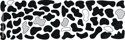 Random blob shapes. Organic blobs set. Rounded abstract organic shapes collection. Shapes of cube, pebble, inkblot, amoeba, drops and stone silhouettes.
