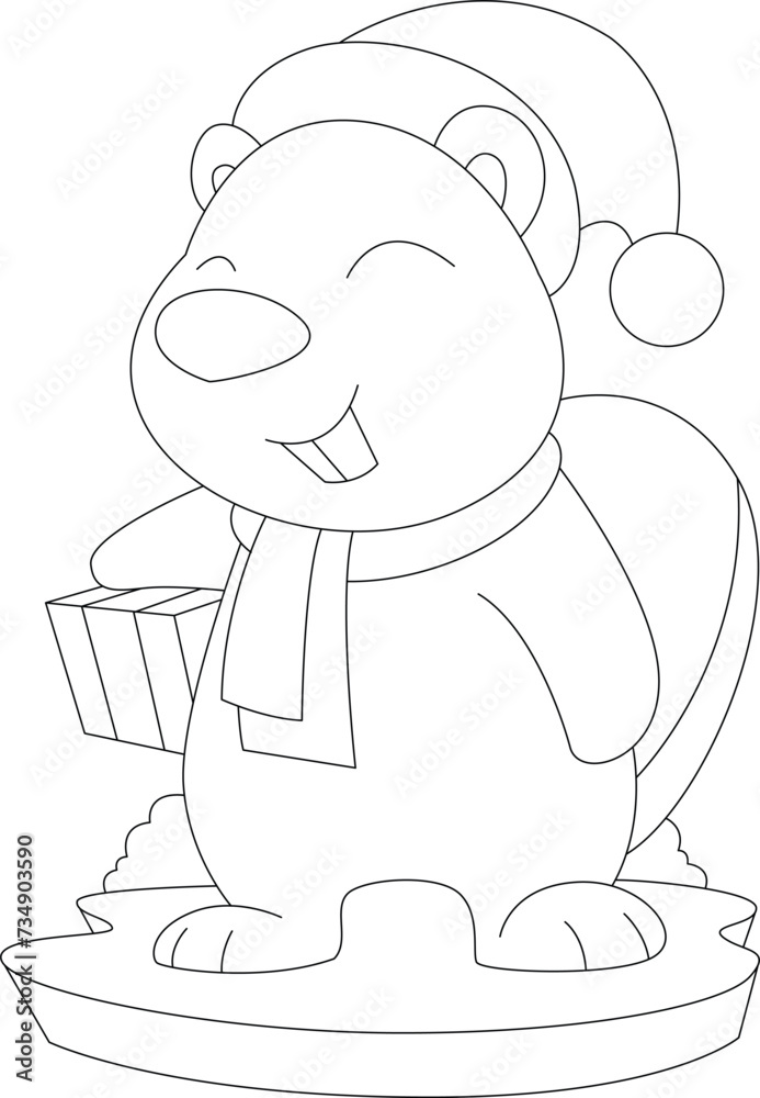 Beaver Christmas Package Animal Vector Graphic Art Illustration Beaver Christmas Package Animal Vector Graphic Art Illustration