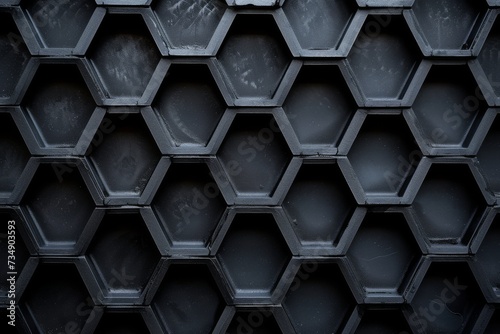 Hexagon metal Dark grid texture. Generative AI