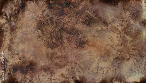 Grunge dark brown horror background in marbled acrylic rustic solid tracery. Hand drawn watercolor pattern with brush creepy strokes, Old vintage scratches, stain, rock splats