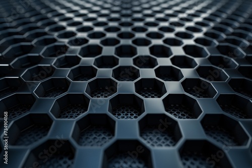 Hexagon metal Dark grid texture. Generative AI