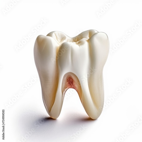 AI generated illustration of a white tooth with internal structure exposed and visible photo