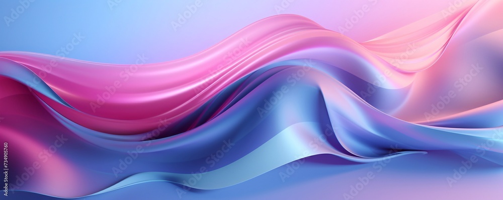 Naklejka premium Abstract blue, pink and purple gradient color liquid holographic neon wavy swirl twisted shapes futuristic banner design background. 3d rendering gradient design element for banners, posters, cover