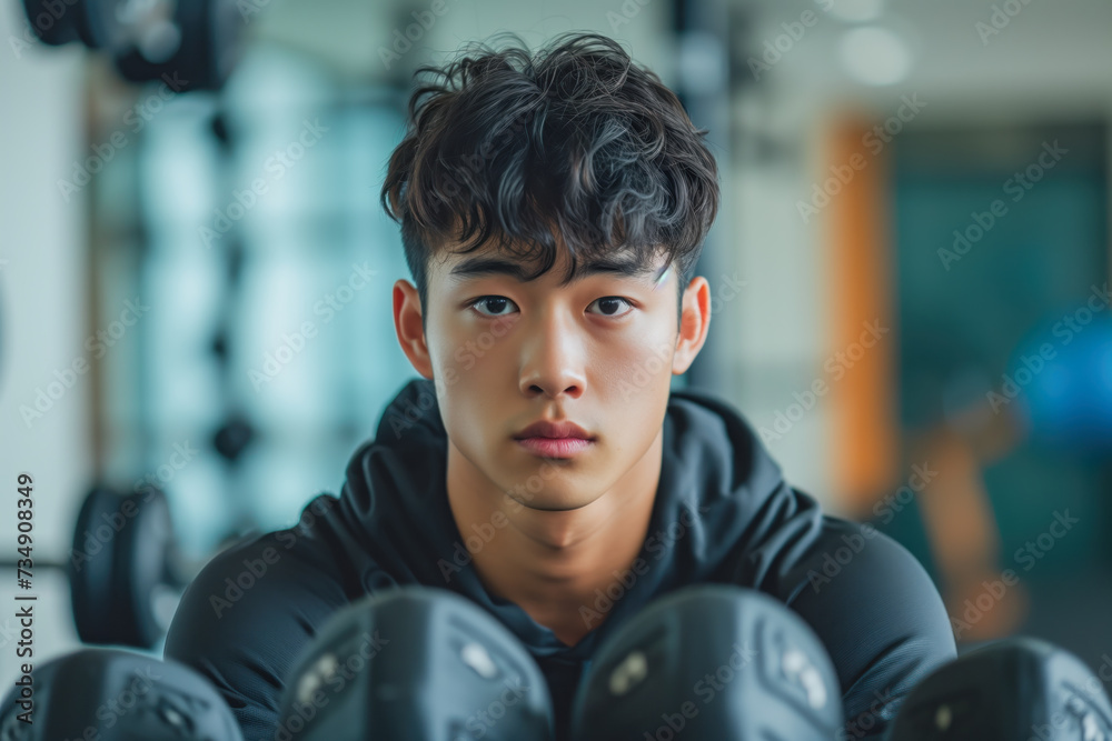 Smiling Fitness Enthusiast Enjoying Gym Time Smiling Fitness Enthusiast Enjoying Gym Time