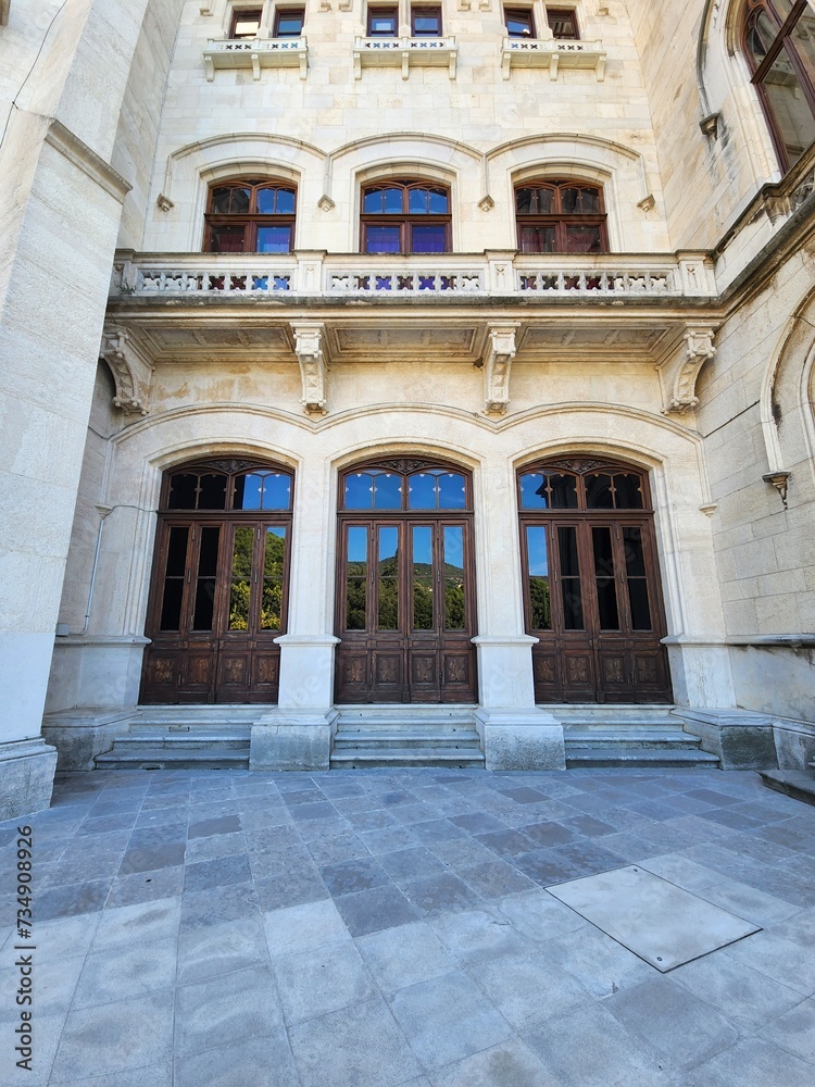 Wooden windows and doors in Miramare castle