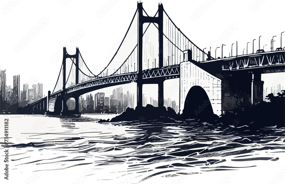 Naklejka premium Bridge illustration artificial intelligence generation