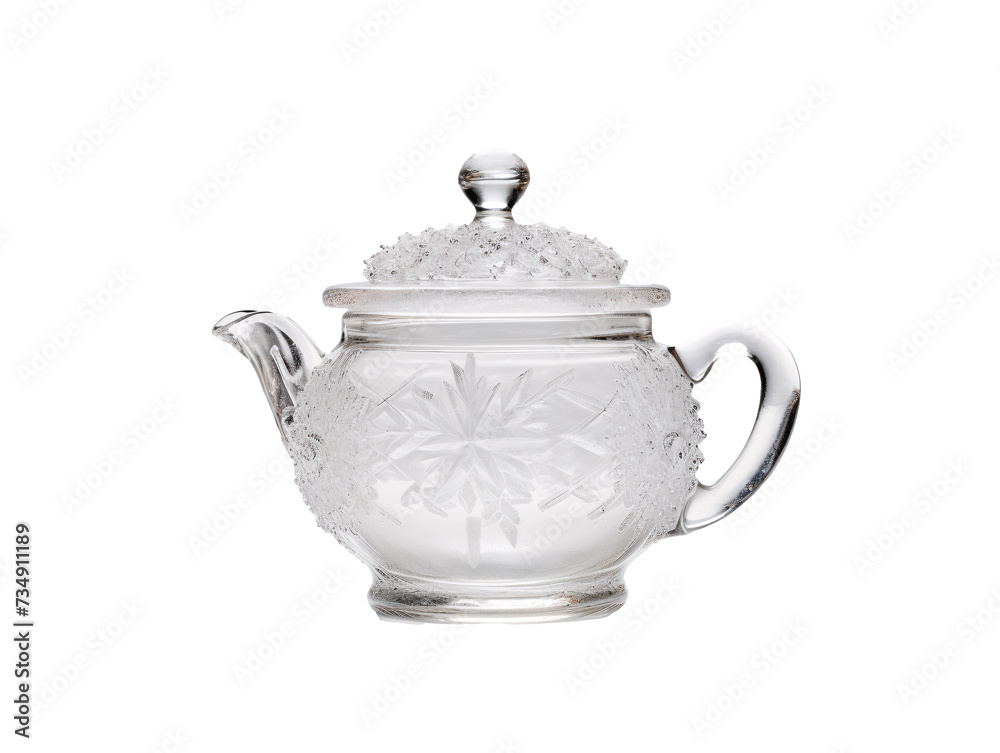 a glass teapot with a lid