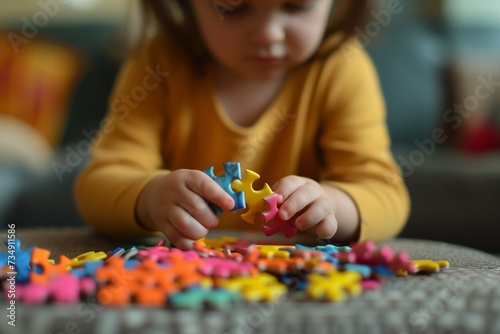 child playing with blocks