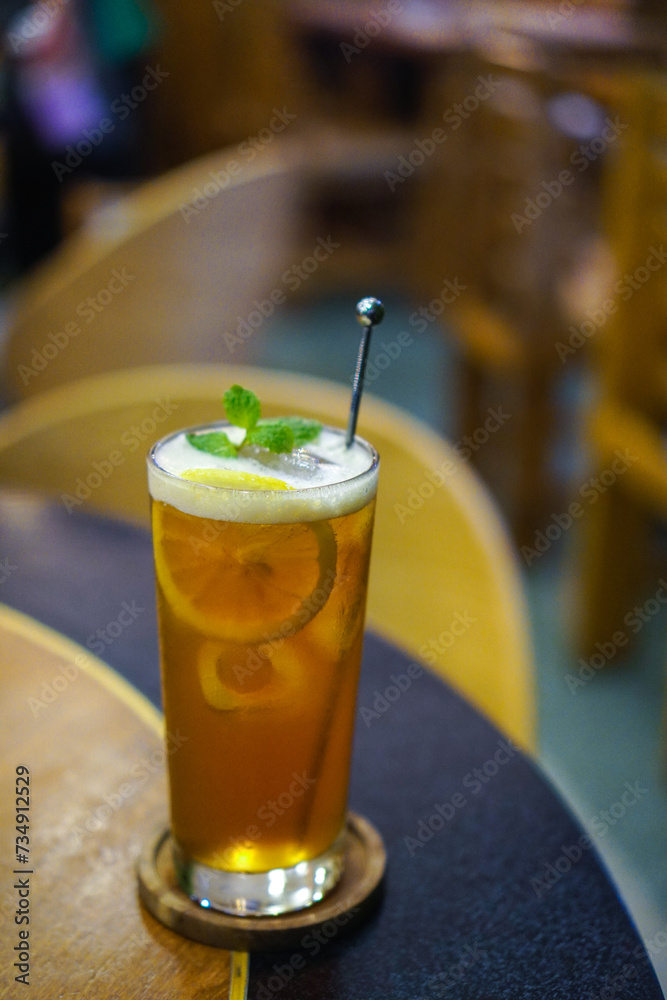Fresh lemon iced tea with mint leaves Fresh lemon iced tea with mint leaves
