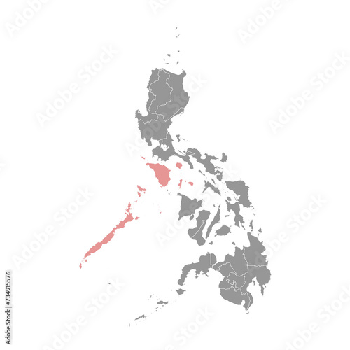 Mimaropa Region map, administrative division of Philippines. Vector illustration.