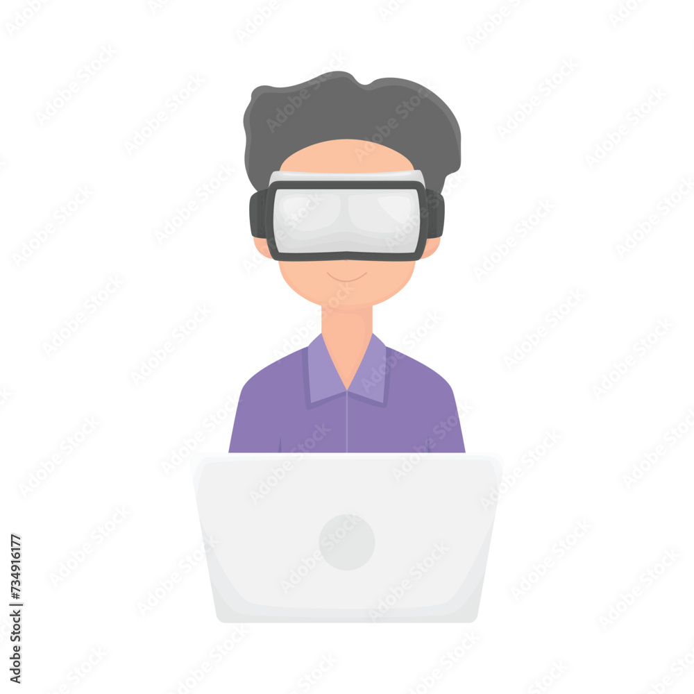 man use virtual reality illustration