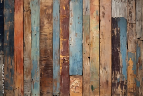 A captivating seamless texture of a weathered wooden board, embracing rustic charm with a touch of colorful simplicity.