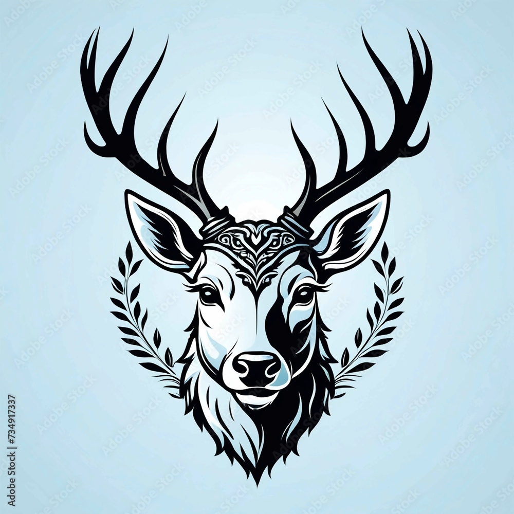 vector Deer head logo style, Generated AI vector Deer head logo style, Generated AI