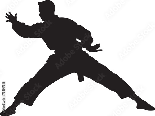 wushu player silhouette vector