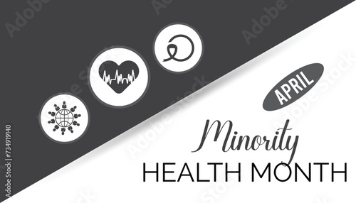 National Minority Health Month observed every year in April. Holiday, poster, card and background vector illustration design.