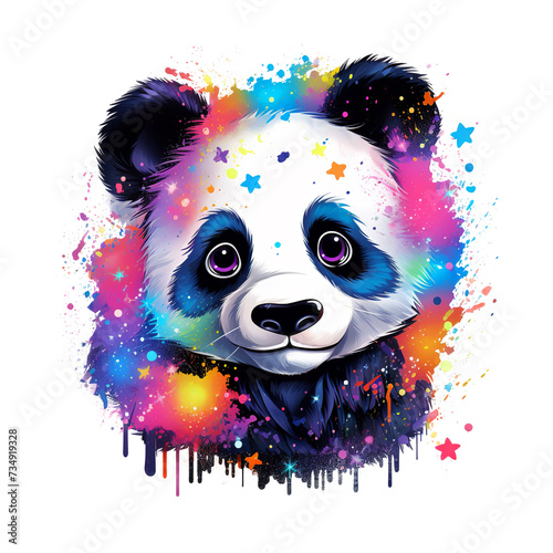 Painting of panda head on a clean background, Png for Sublimation Printing, Wild Animals, Illustration, Generative AI.