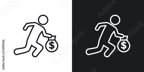 Thief Icon Designed in a Line Style on White background. photo