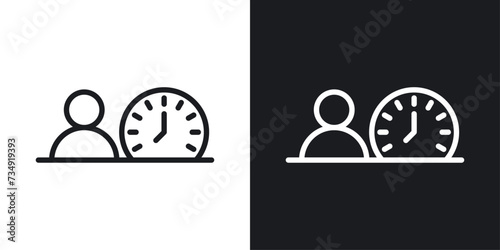 Office Hours Icon Designed in a Line Style on White background. photo