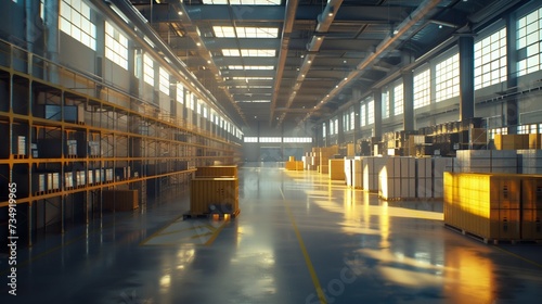 Modern Warehouse with Natural Lighting. Generative ai