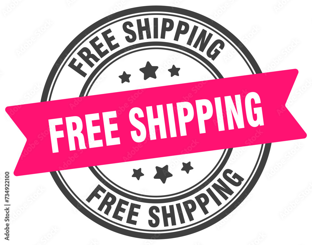 free shipping stamp. free shipping label on transparent background. round sign