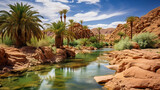 Beautiful desert oasis landscape in Oasis.
