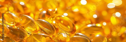 Wallpaper Mural Macro view of vitamin d, e, yellow fish oil, omega 3 6 9 capsules for health and wellness. Torontodigital.ca