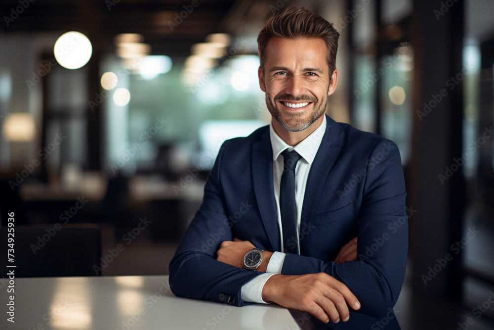 Fototapeta premium Beyond the Suit: The Human Side of a High-Achieving Entrepreneur, Generative AI