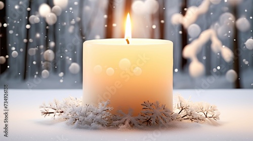 cozy candle snow