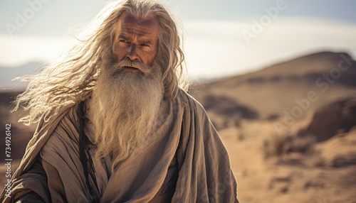 Prophet Elijah With Long White Hair and Beard