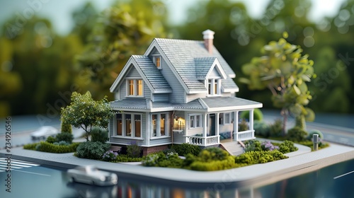 3d illustration scale model of a home. Architectural model