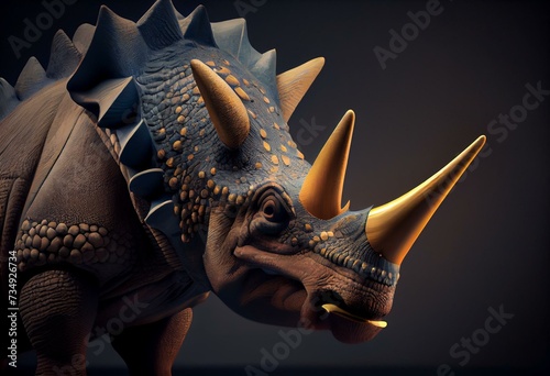 triceratops dinosaur - 3d render. Generative AI