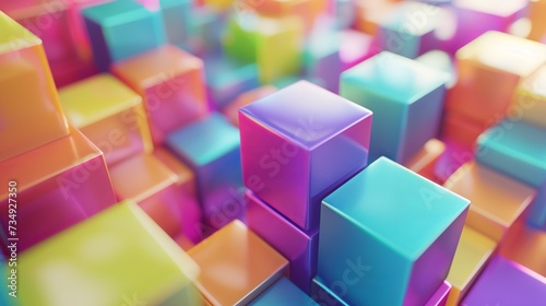 Abstract 3D background of random cubes with bright segments.