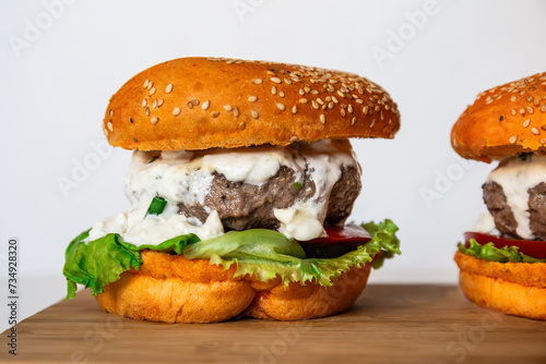 Juicy imperfect Gourmet messy Burger