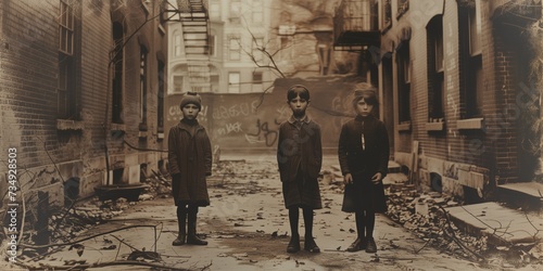 Depiction Of Impoverished Orphaned Children In 19Th Century Urban Setting photo