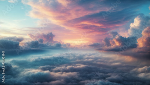 Beautiful Sky background with clouds in pastel colors. AI generated