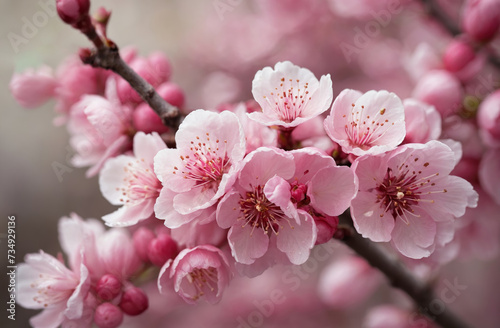 Branch of cherry blossom tree. AI generated