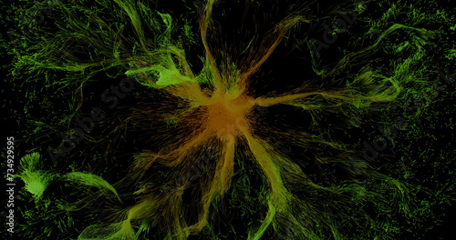 Abstract green and orange fractal explosion