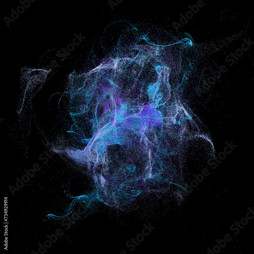 Mystical nebula cloud of swirling particles in space