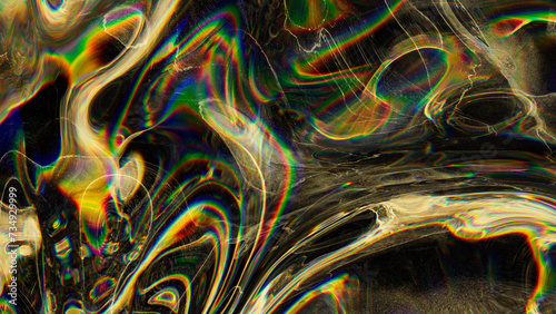 Swirling patterns of light distortion through 3D glass create an abstract and mesmerizing play of colors and shapes