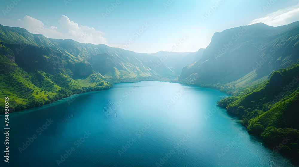 Obraz premium A breathtaking view of a pristine natural landscape, where viewers can immerse themselves in the wonder of untouched beauty.