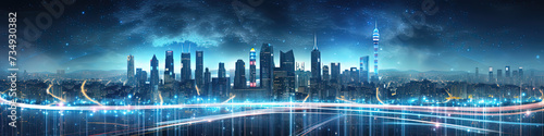 Futuristic City - High-Speed Digital Data Trails