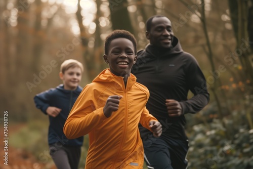 Joyful, Multiracial Family Cherishing Beautiful And Blissful Moment Together While Running