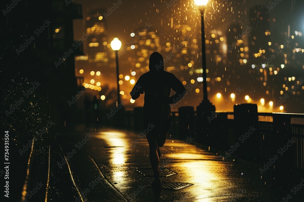 Youth Embarks On Solo Nocturnal Jog Through Urban Cityscape Youth Embarks On Solo Nocturnal Jog Through Urban Cityscape