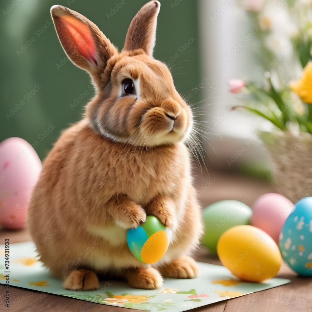 Obraz premium Holiday greeting card with text happy Easter