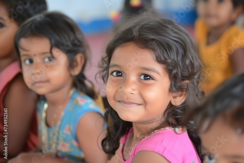 Enthusiastic Indian Schoolgirls  Keen To Learn And Thrive