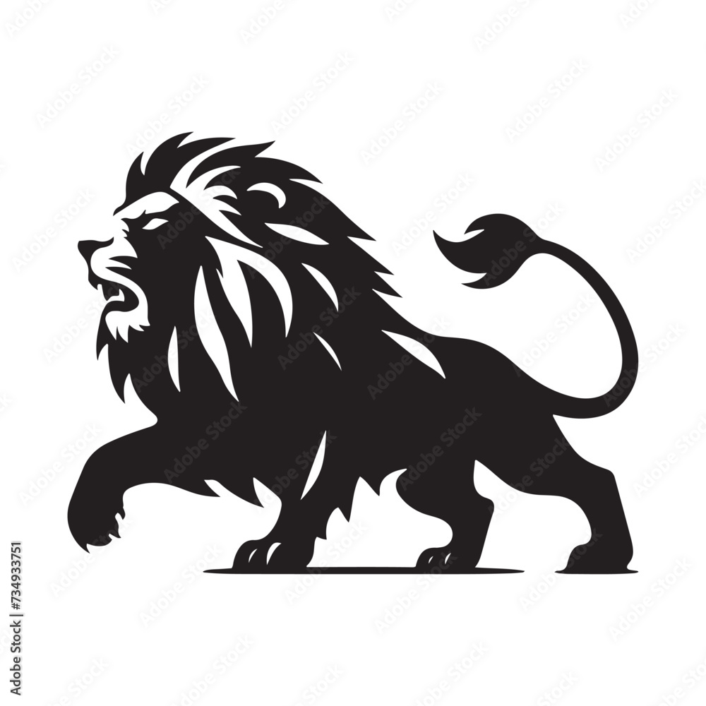 Furious Roar: Intense Vector Illustration Silhouette of an Angry Lion, Capturing the Ferocity and Power of the Fierce Predator.