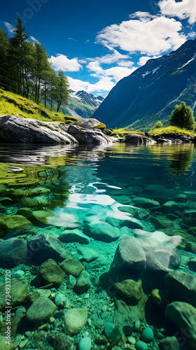 Serene summer sanctuary: Captivating Beauty of a Fjord during the Warm Season