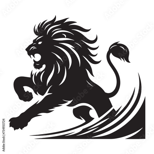 Furious Roar: Intense Vector Illustration Silhouette of an Angry Lion, Capturing the Ferocity and Power of the Fierce Predator.