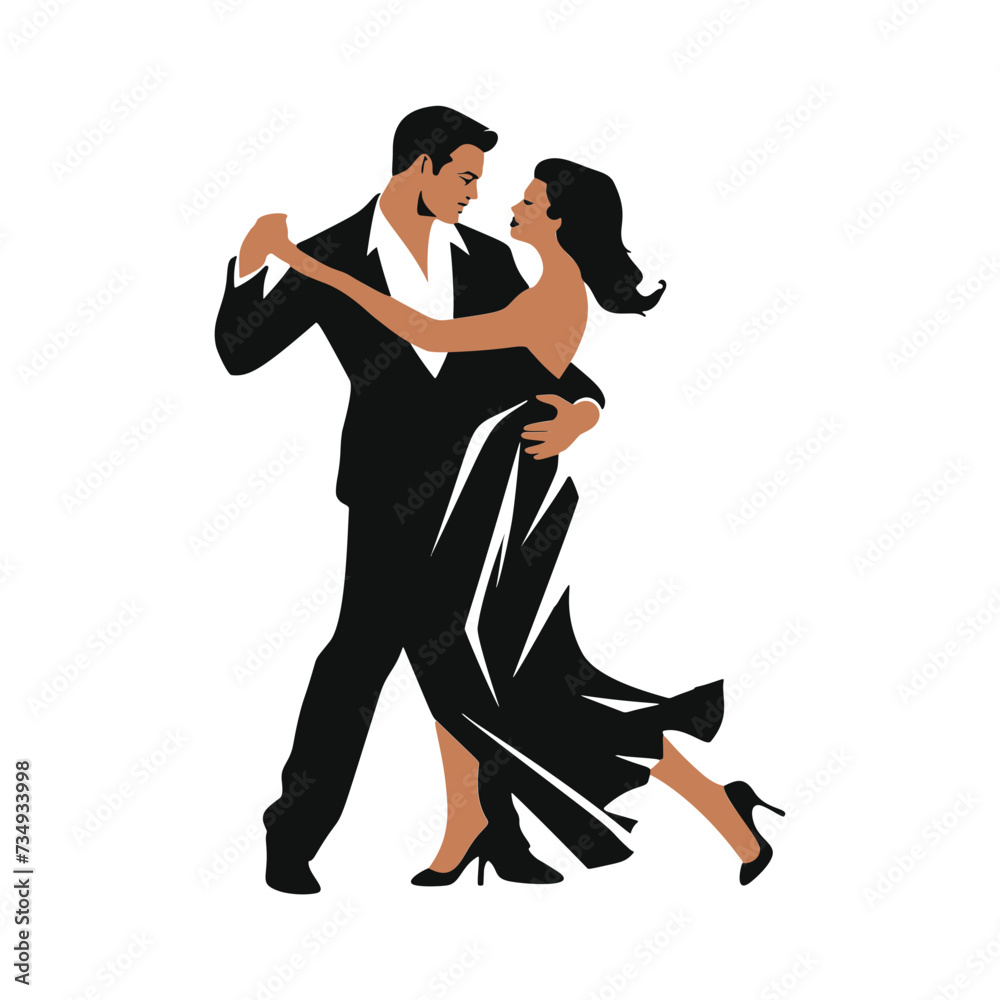 Single one line drawing happy cute married man and woman dancing on the ...