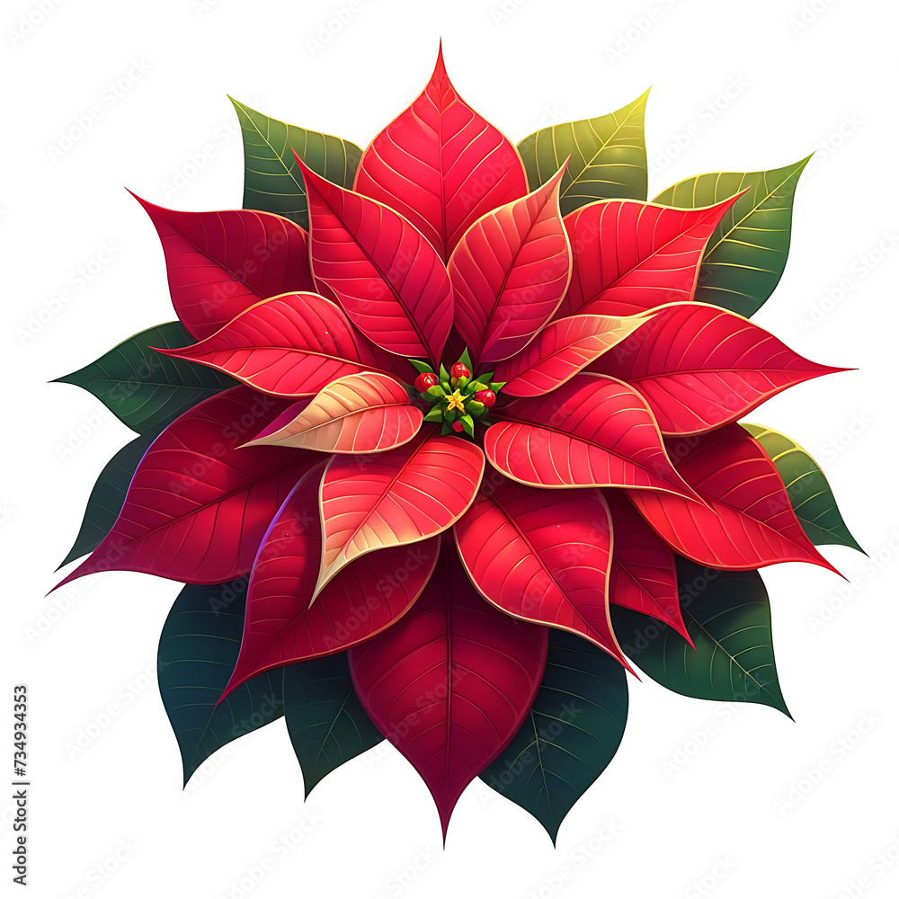 Christmas decorations beautiful red Poinsettia flower without background